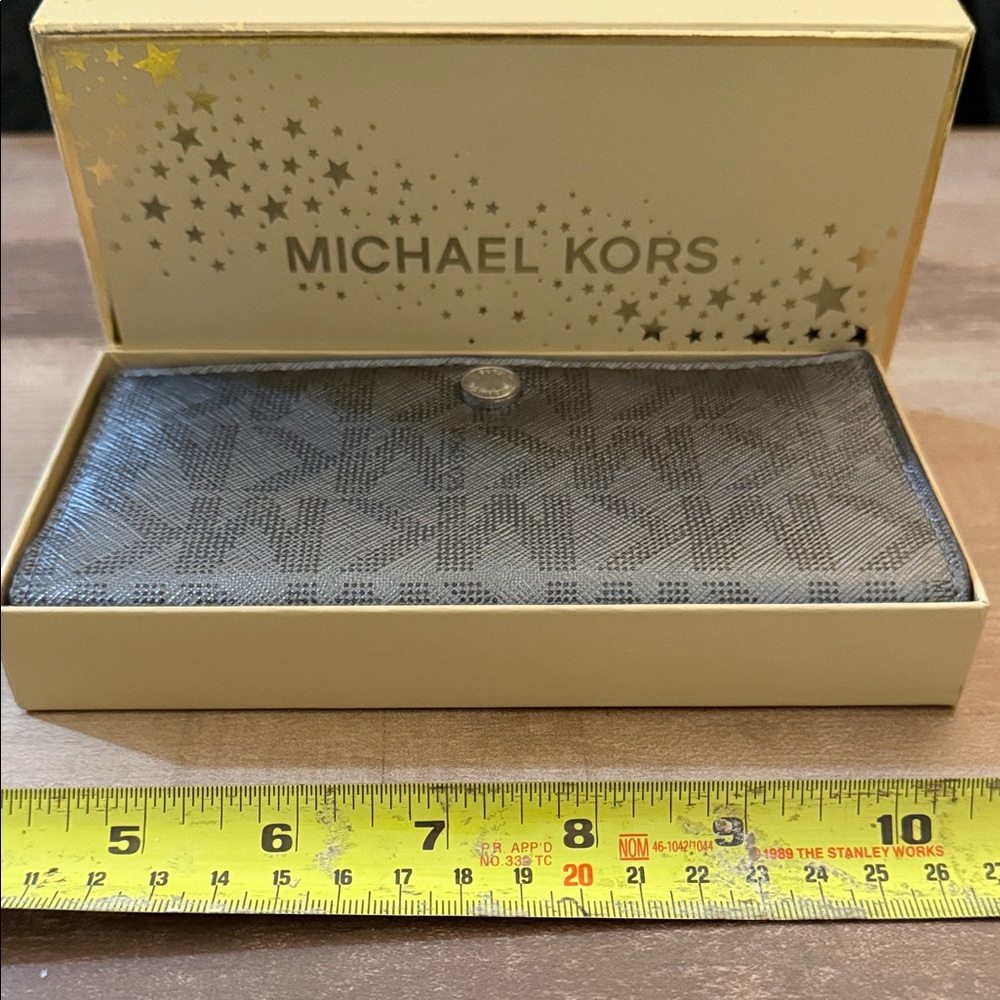 Michael Kors Black and Gray Wallet with box